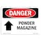 Signmission OSHA Danger Sign, Powder Magazine Up Arrow, 14in X 10in Decal, 10" W, 14" L, Landscape OS-DS-D-1014-L-2260 - alternate 1